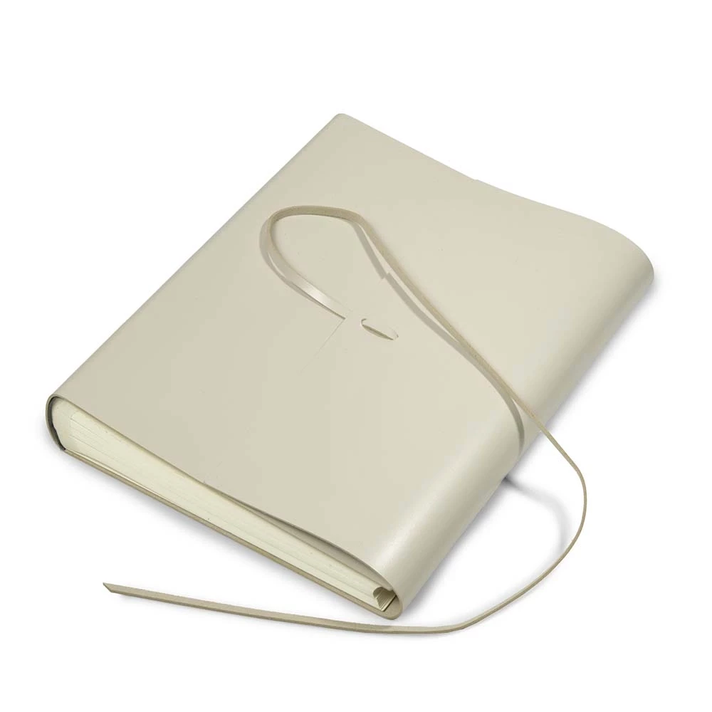Fotoalbum mit Band 50 Blatt Leder Creme