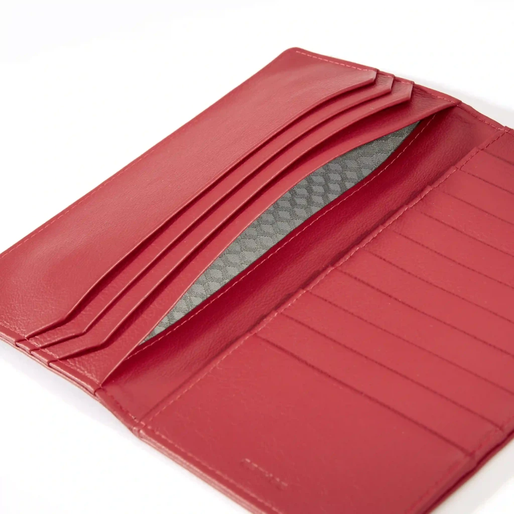 Brieftasche 10 Karten Leder Rot