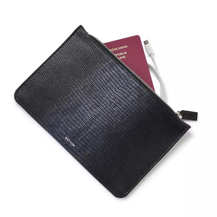 Leder Pouch mit Reißverschluss Blue Moon