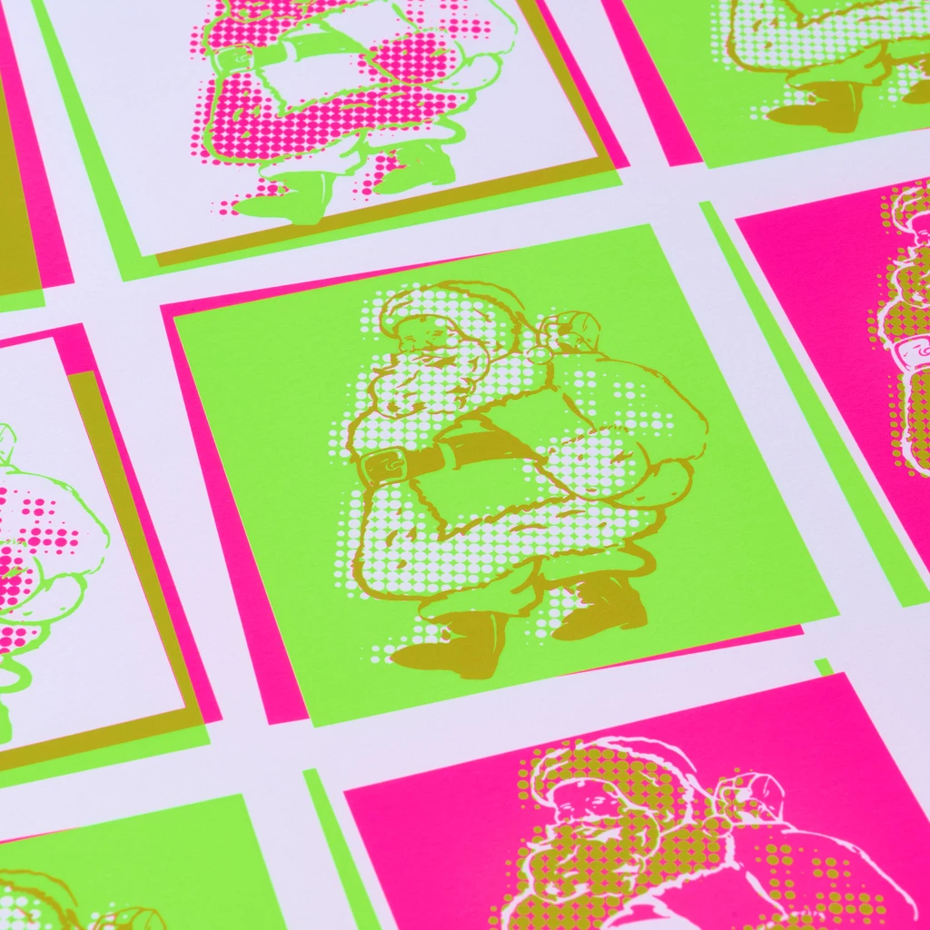Geschenkpapier Little Santa 3er-Set Neon