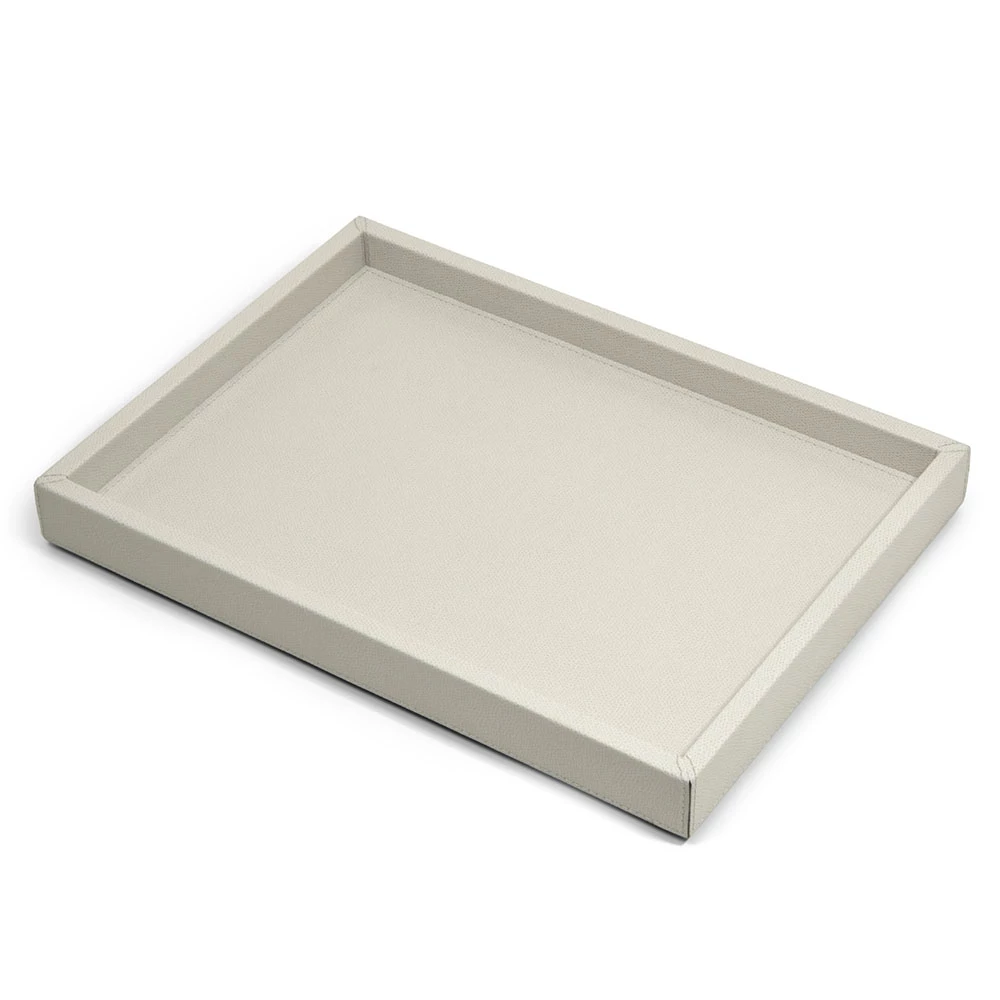 tablett 37 5x27 0 cm Leder Hellgrau