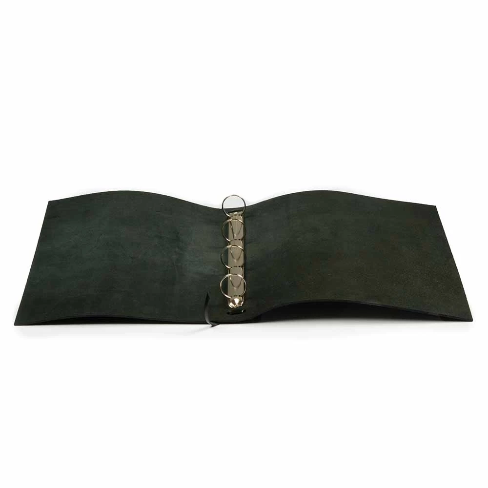 Ringbuch A4 4 Ringe Leder Schwarz