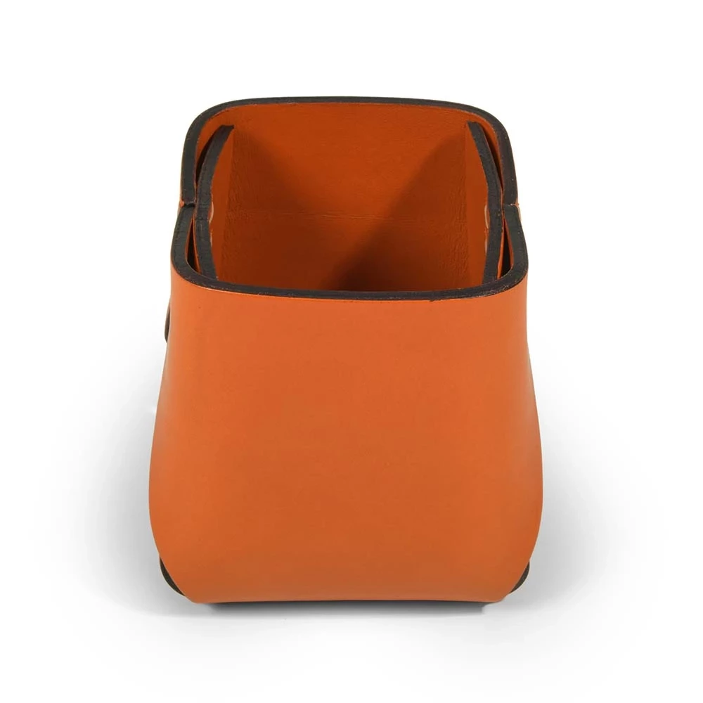 Stiftebecher Quadratisch Leder Orange