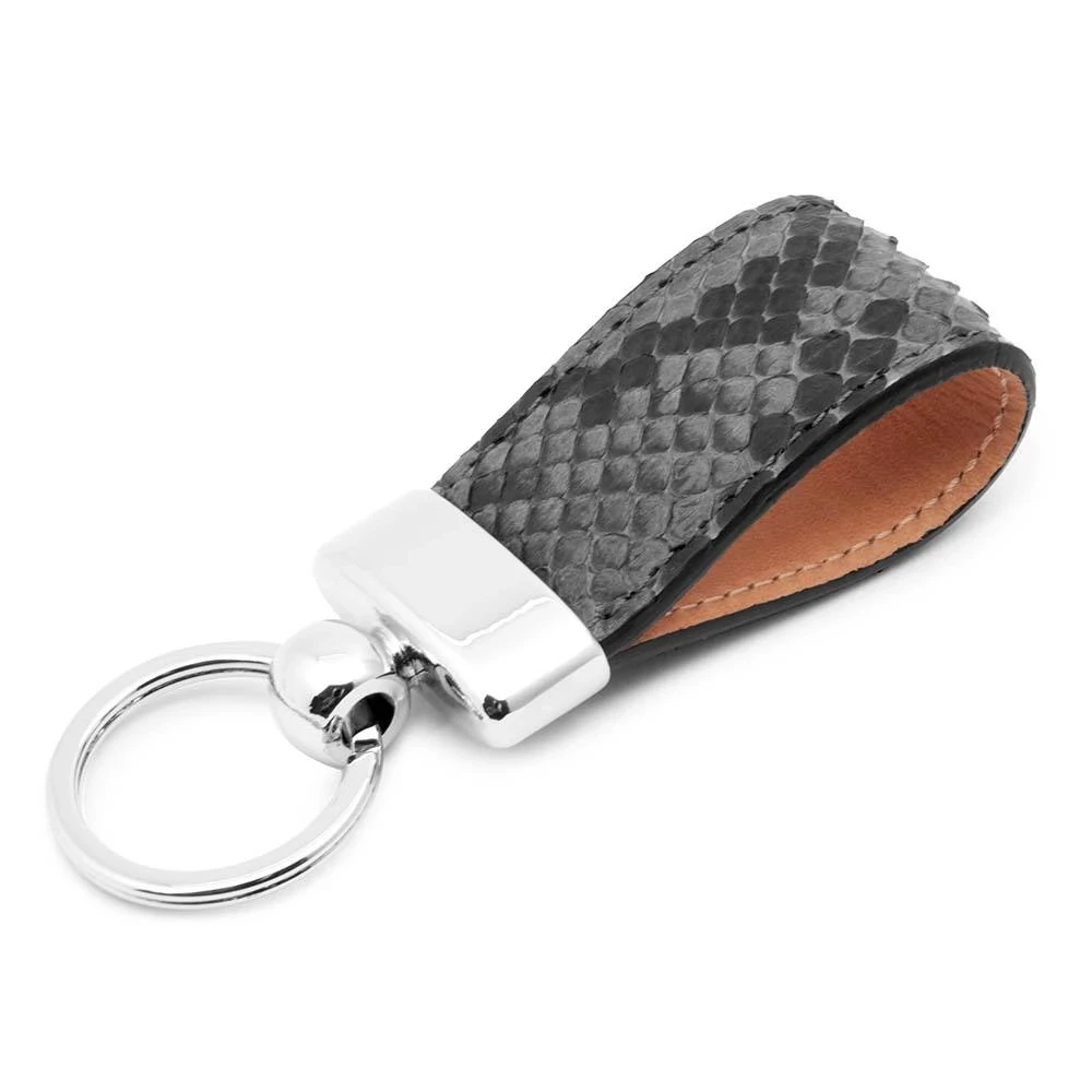 Schlüsselanhänger Python Leder Dunkelgrau