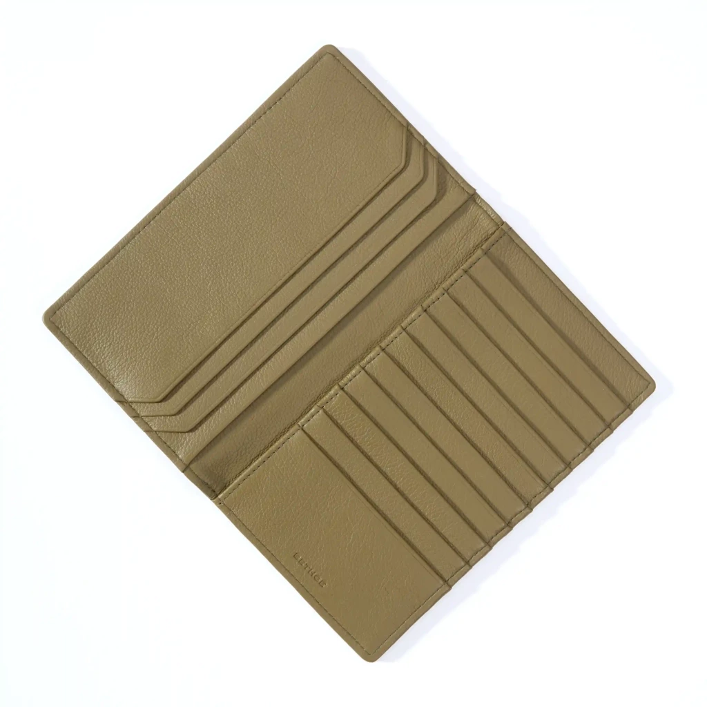 Brieftasche 10 Karten Leder Olivgrün