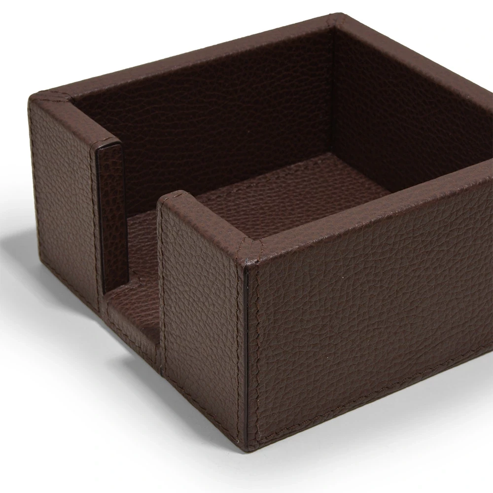 Notizzettelbox quadratisch in Hirsch-Optik Leder Mocca