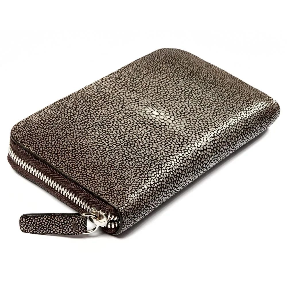 Portemonnaie Groß mit Zip Leder Braun