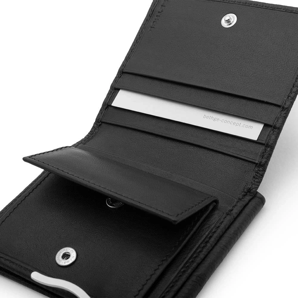 Portemonnaie mit Münzfach Leder Schwarz