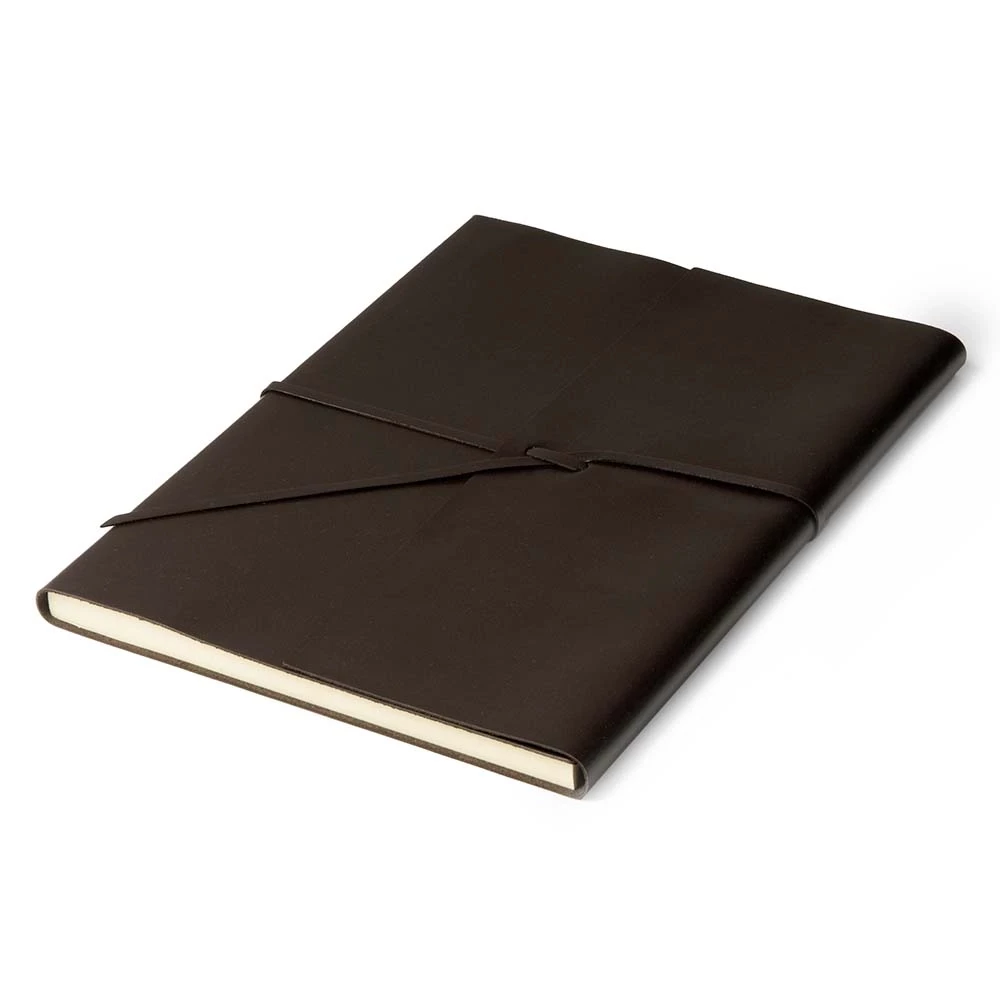Notizbuch A4 mit Band Leder Choco