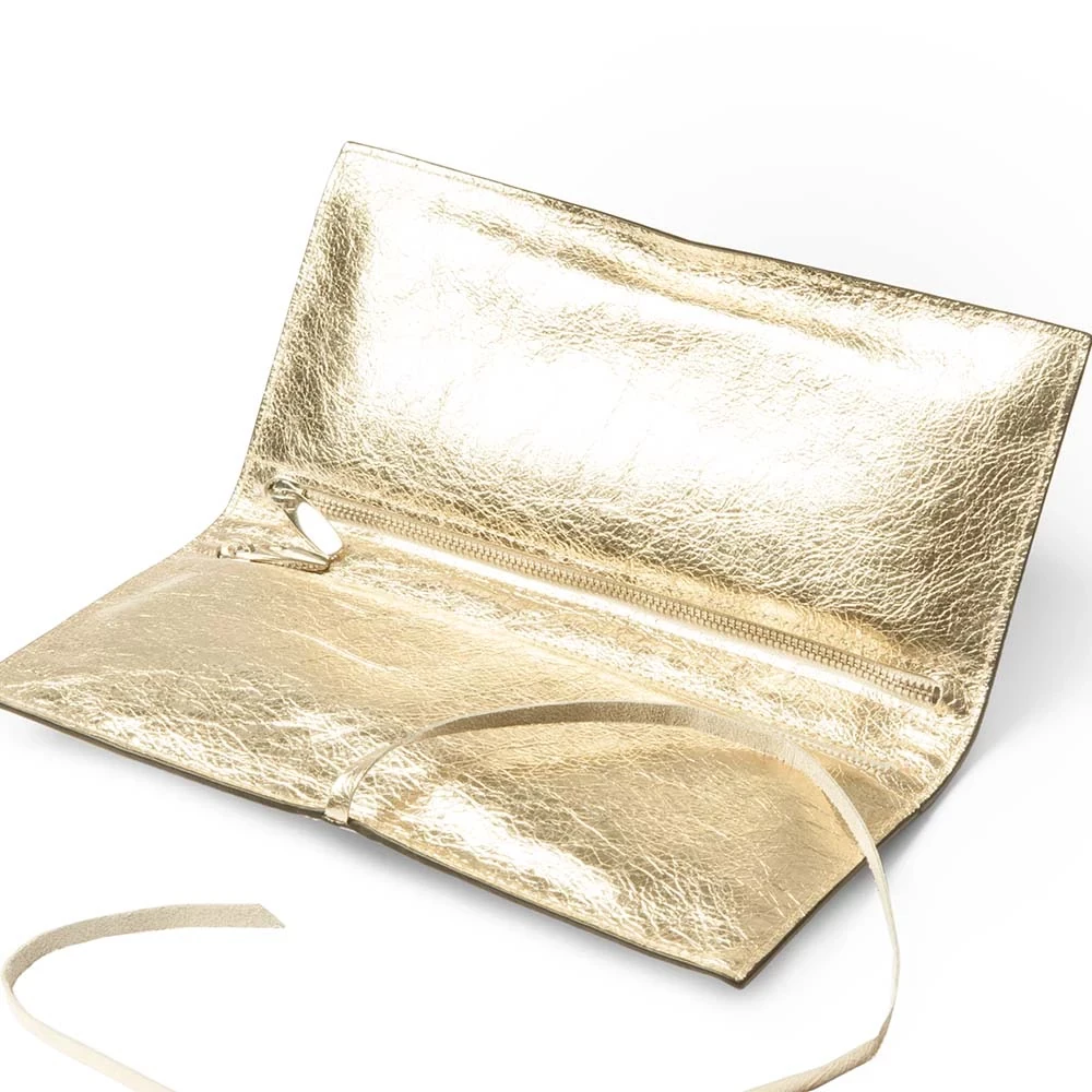 Pochette mit Band Leder Gold