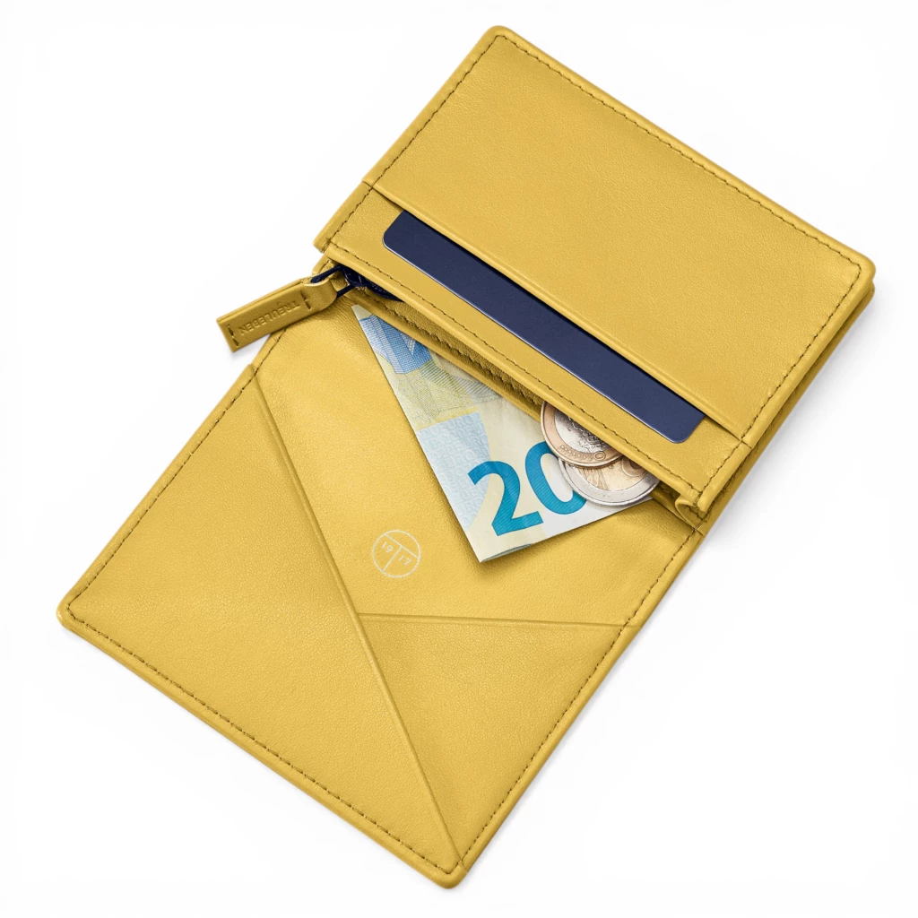 Portemonnaie Klein Leder Senfgelb