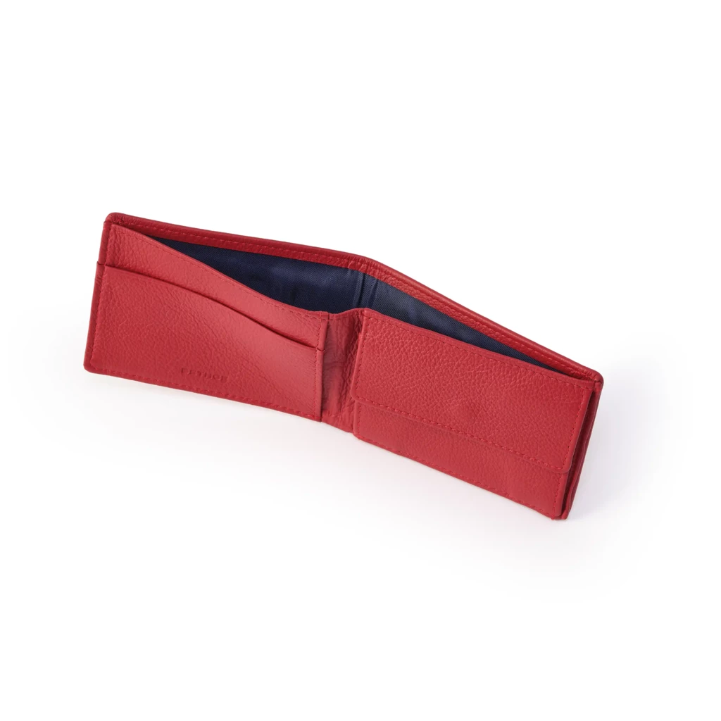 Portemonnaie Schmal mit Münzfach Leder Rot
