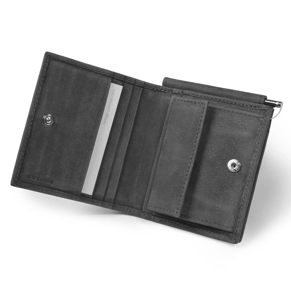 Portemonnaie mit Münzfach Leder Grau
