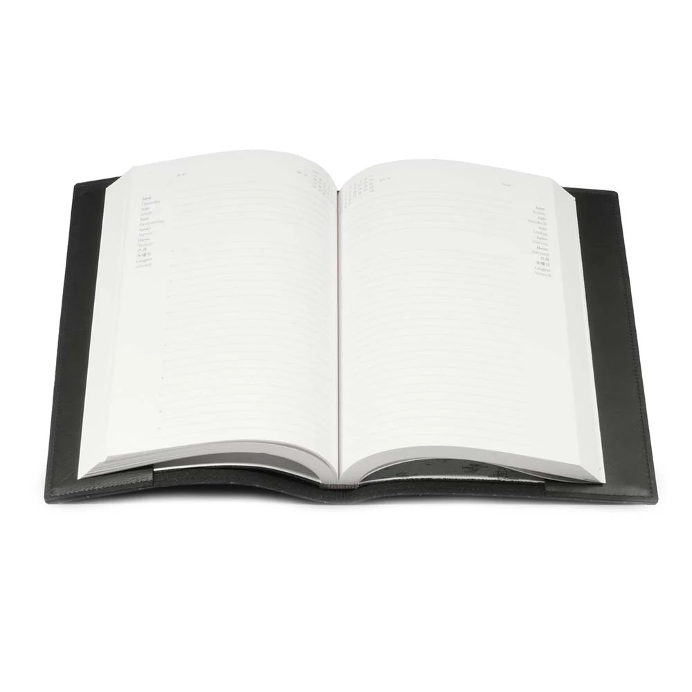 Buchhülle für DIN A5 Bücher Glattleder Schwarz