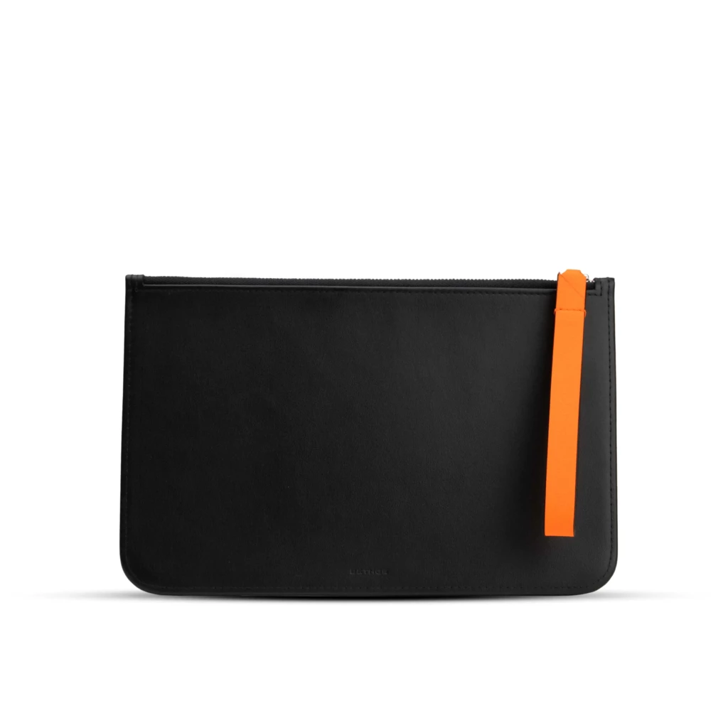 Clutch mit Reißverschluss Leder Schwarz