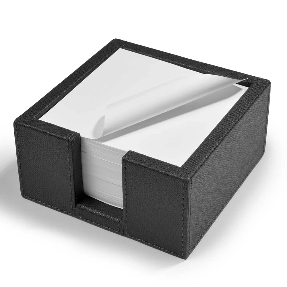 Notizzettelbox Quadratisch Leder Dunkelgrau