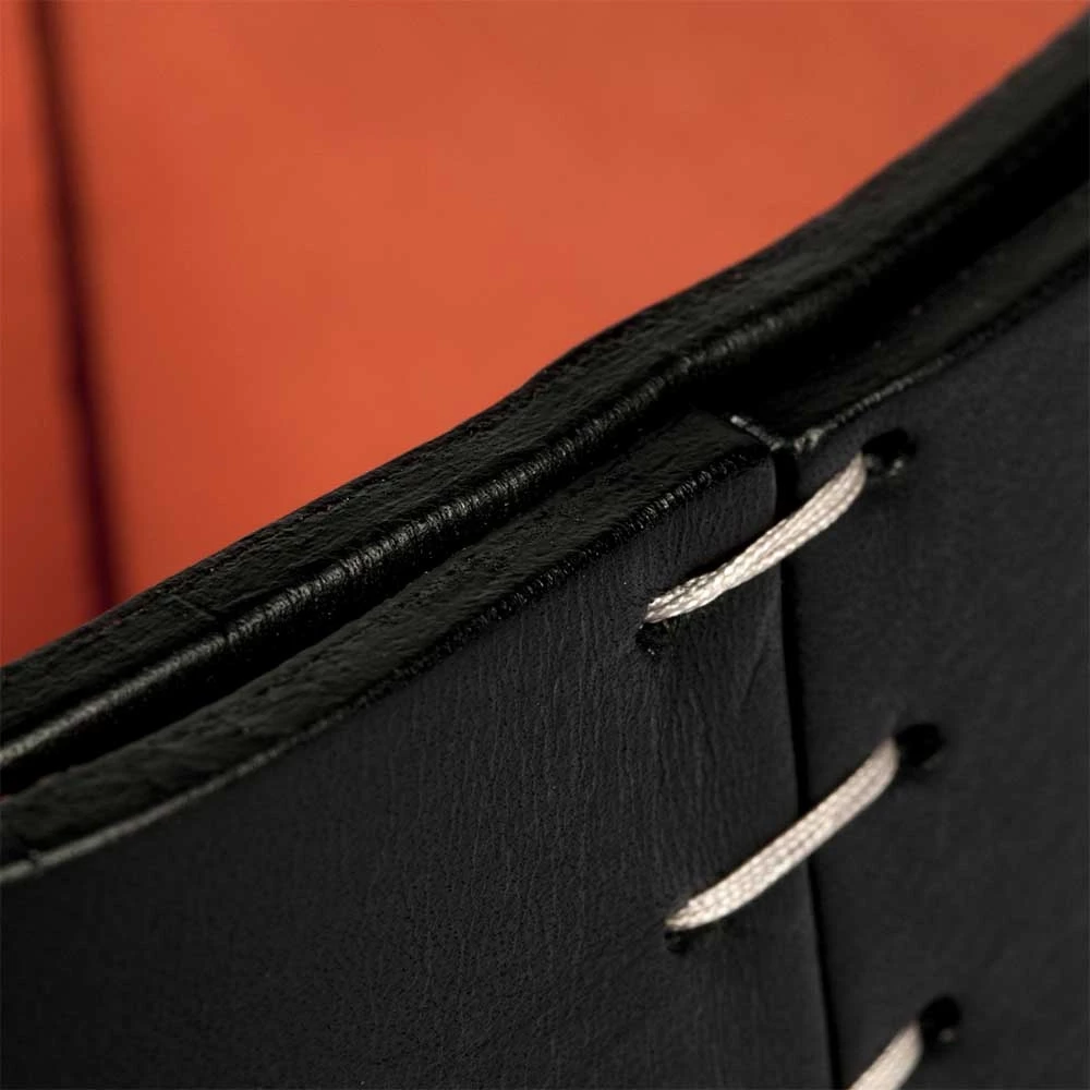 Stiftebecher Quadratisch Leder Schwarz/Orange