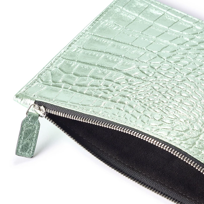 Pouch mit Reißverschluss Wild Leder Mint