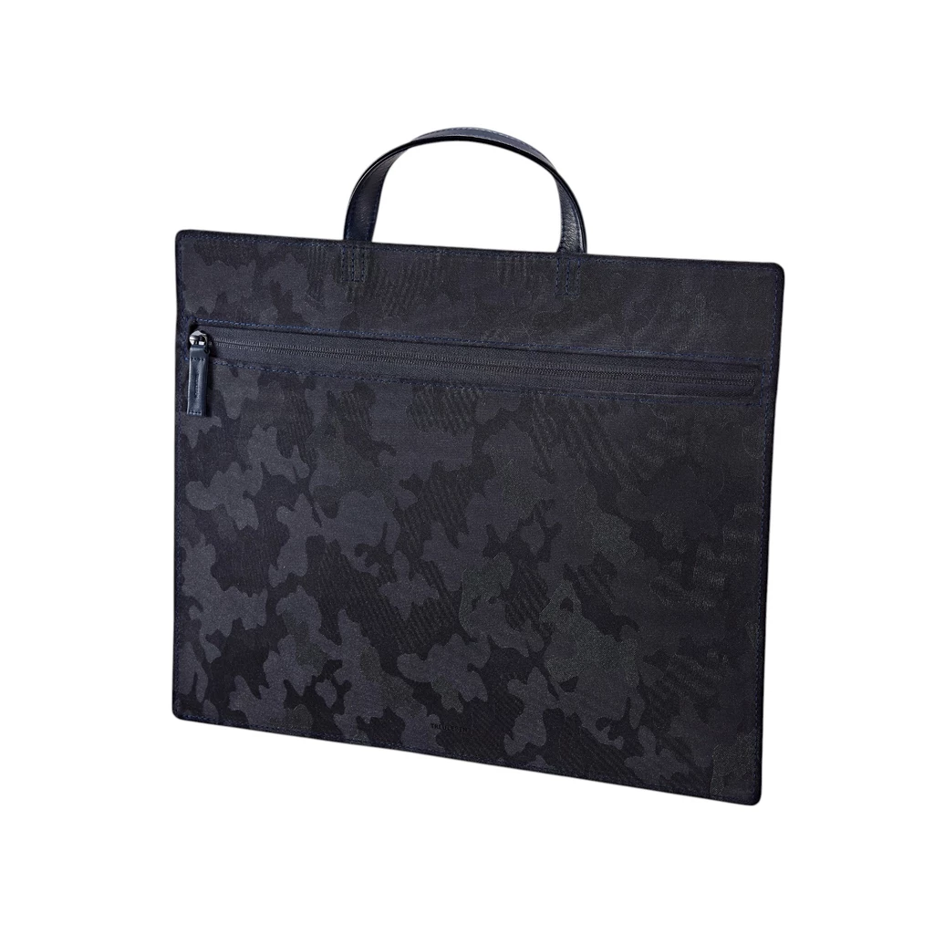 Treuleben Schultertasche schmal Leder Blau/Camouflage