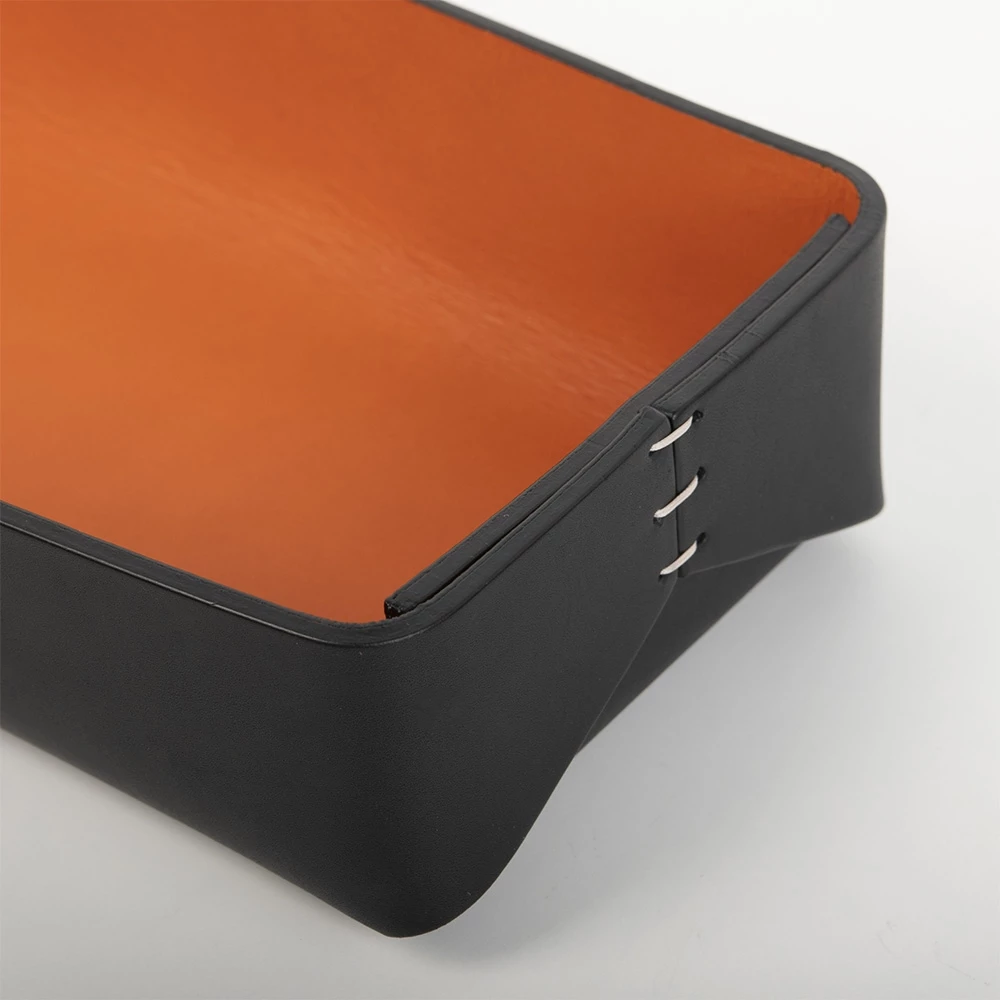 Stiftablage Stitch Breit Leder Schwarz-Orange