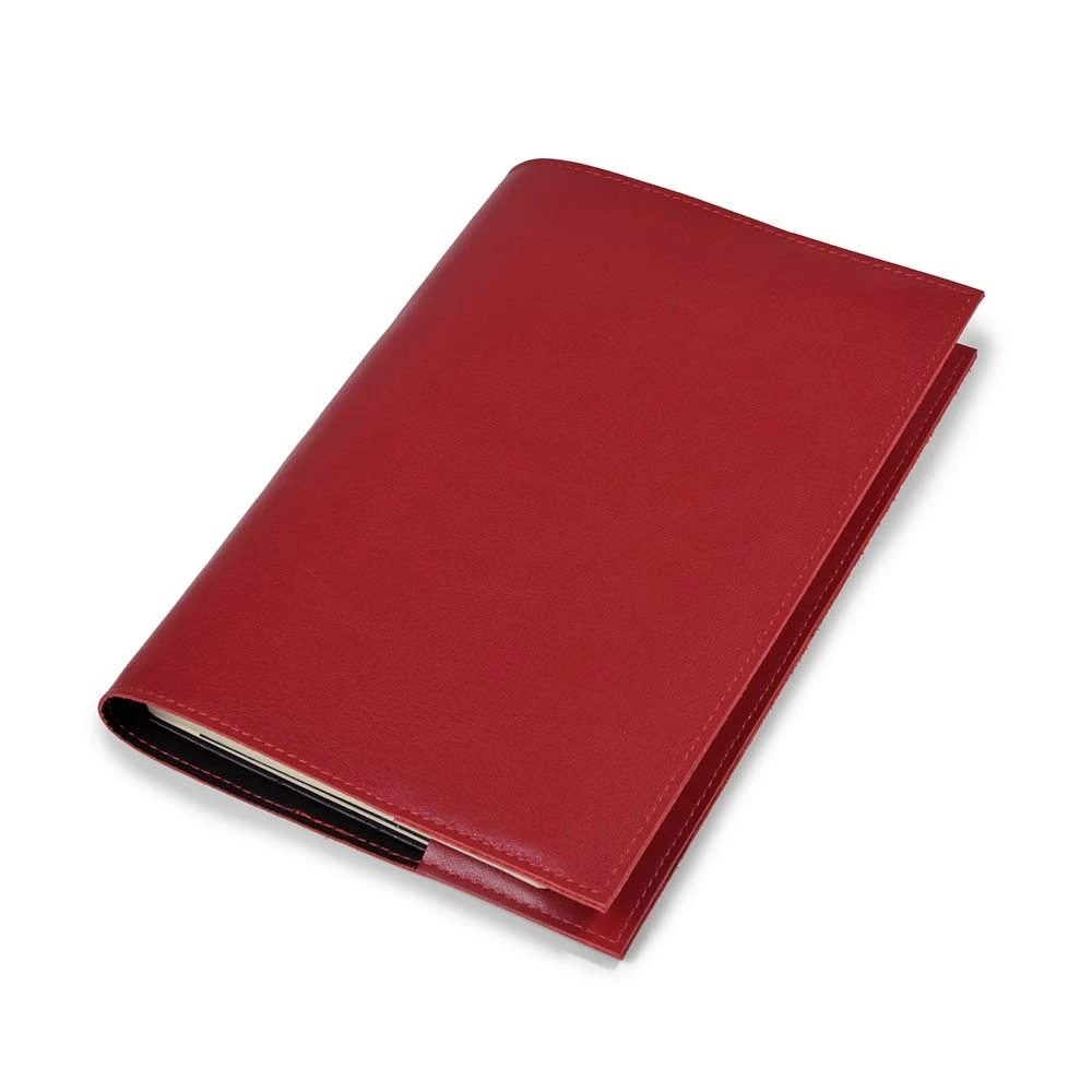 Buchhülle für DIN A5 Bücher Glattleder Dunkelrot