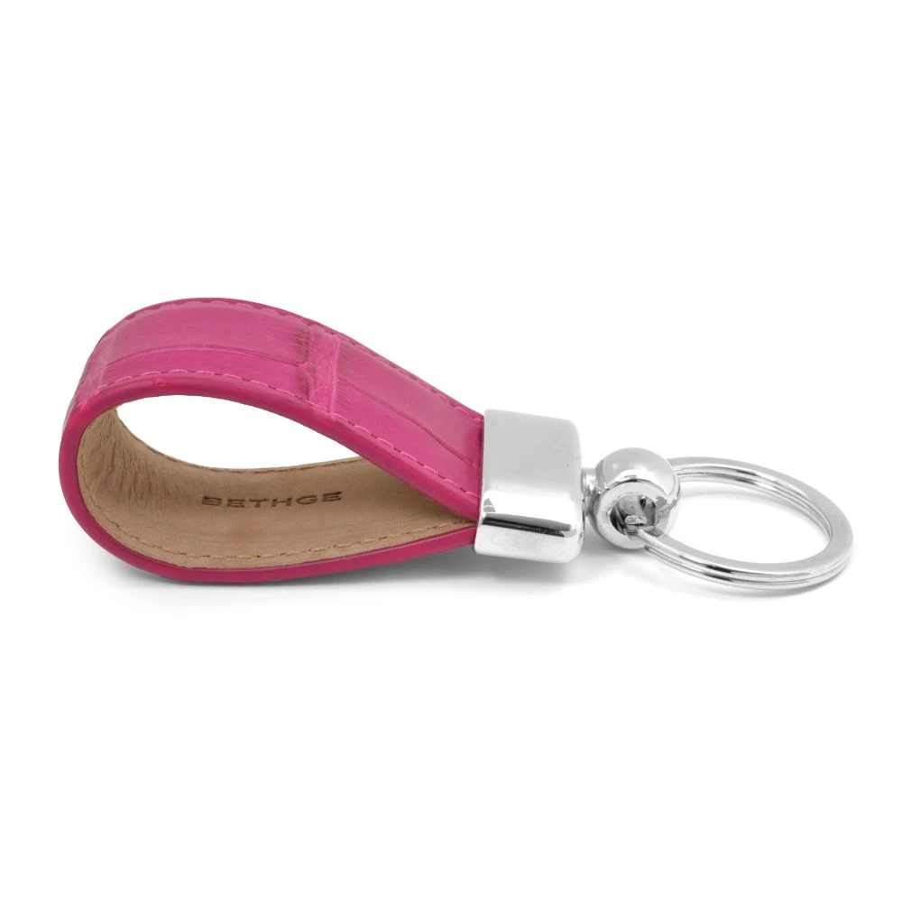 Schlüsselanhänger Alligator Leder Pink