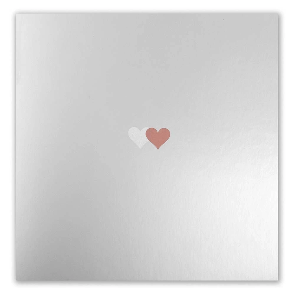 Grußkarte Double Heart Silber/Bronze Spiegel