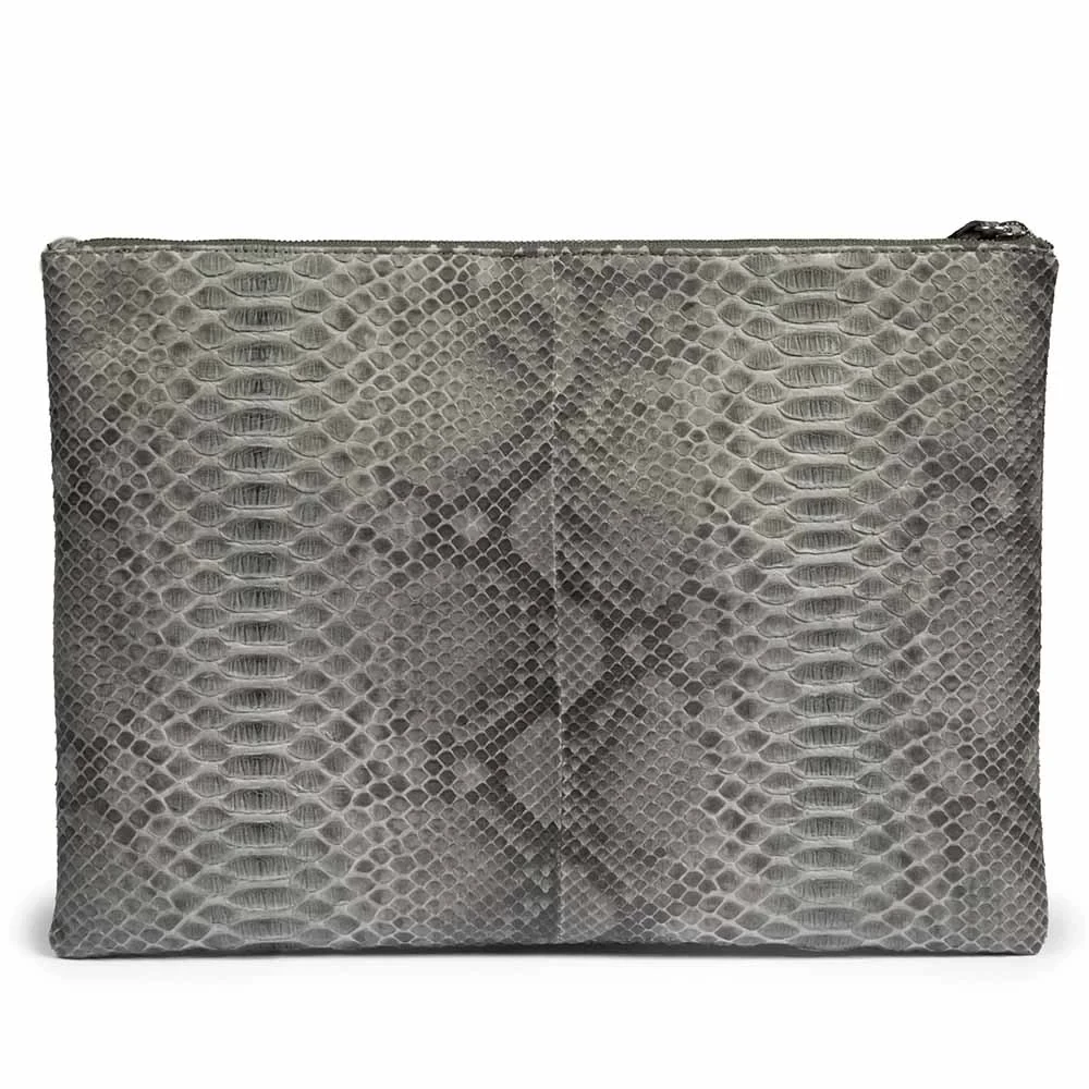 Große Leder Pouch mit Zip aus Pythonleder
