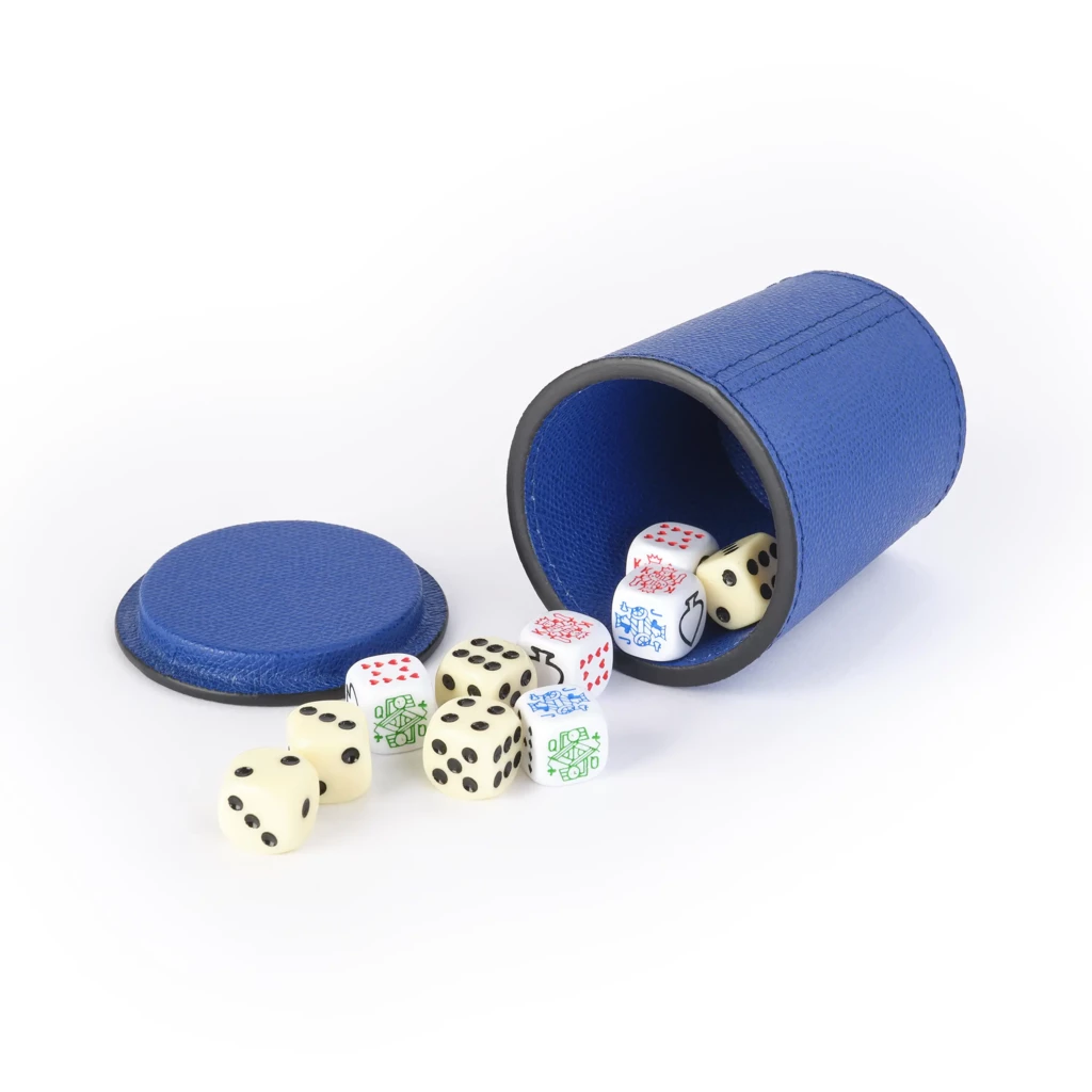 Würfelbecher Leder Marineblau