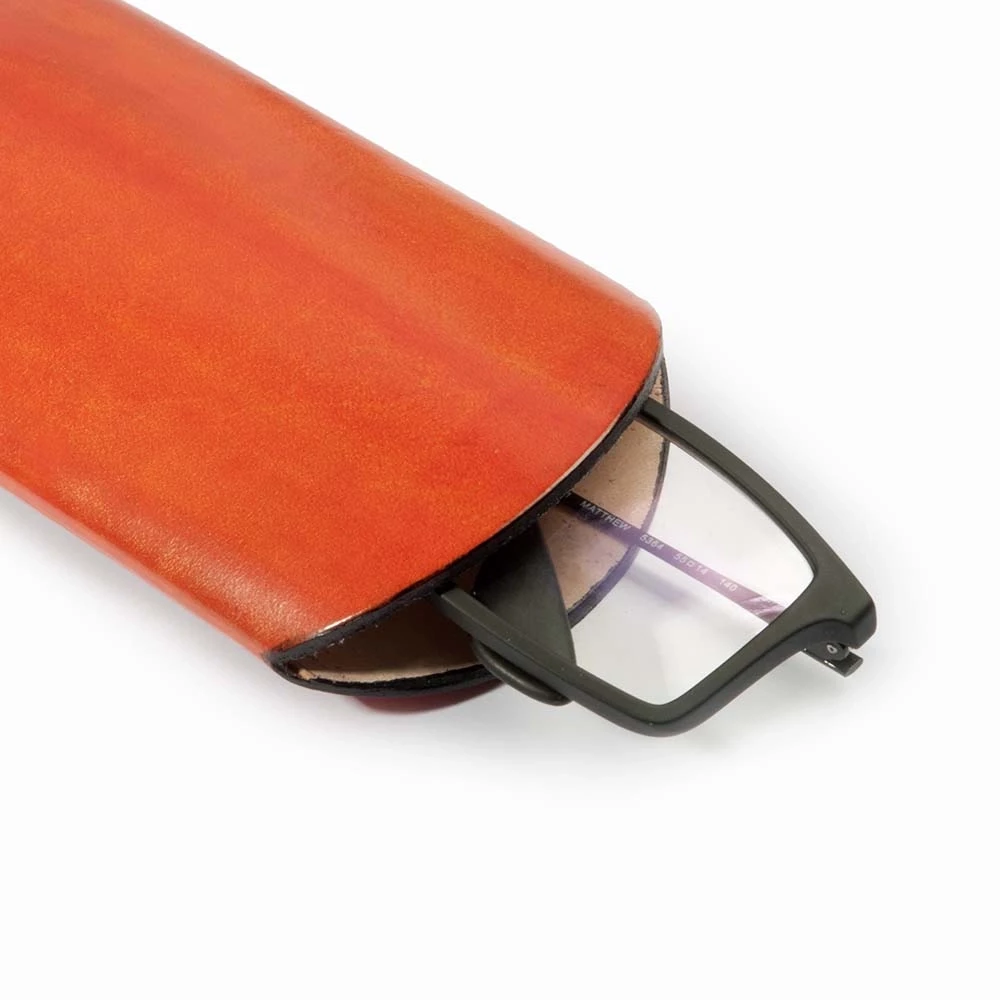 Brillenetui Leder Orange