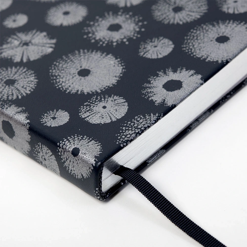 Notizbuch A5 Blanko Seeigel Leder Dunkelblau