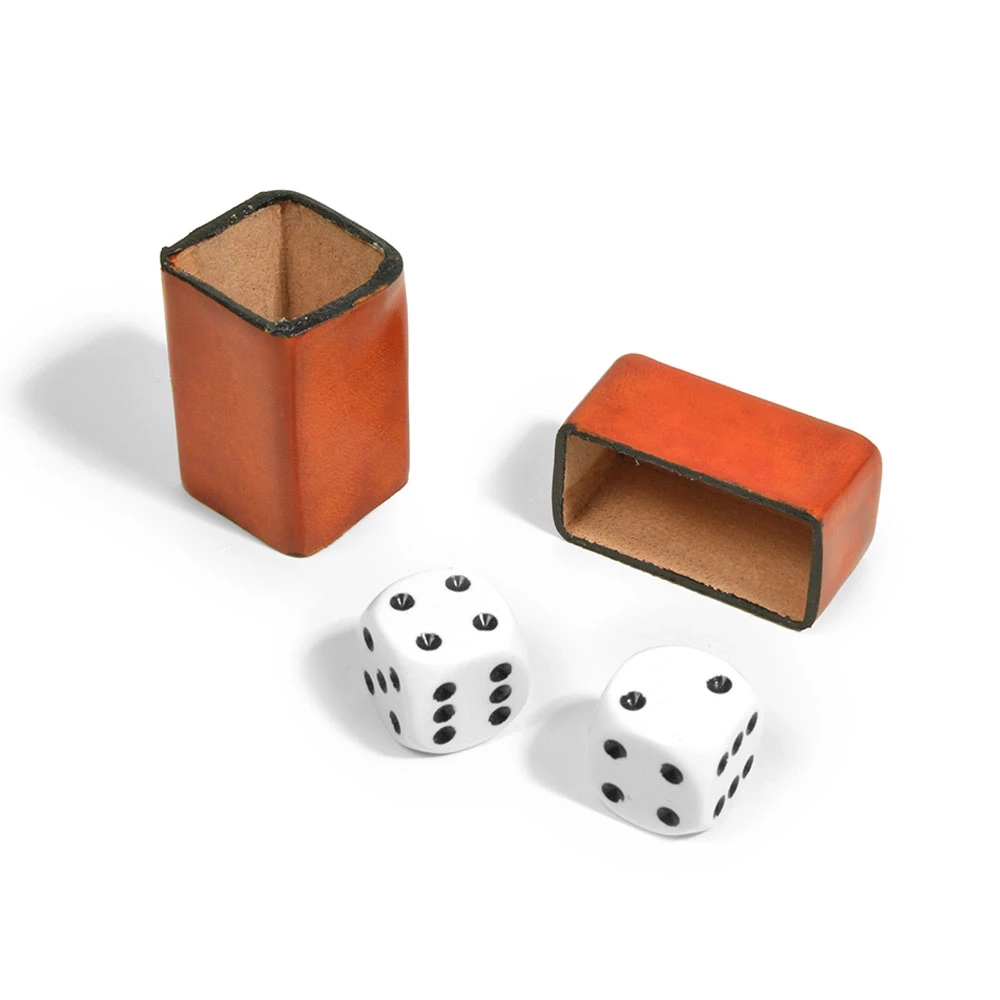 Würfelspiel 2 Würfel Leder Orange