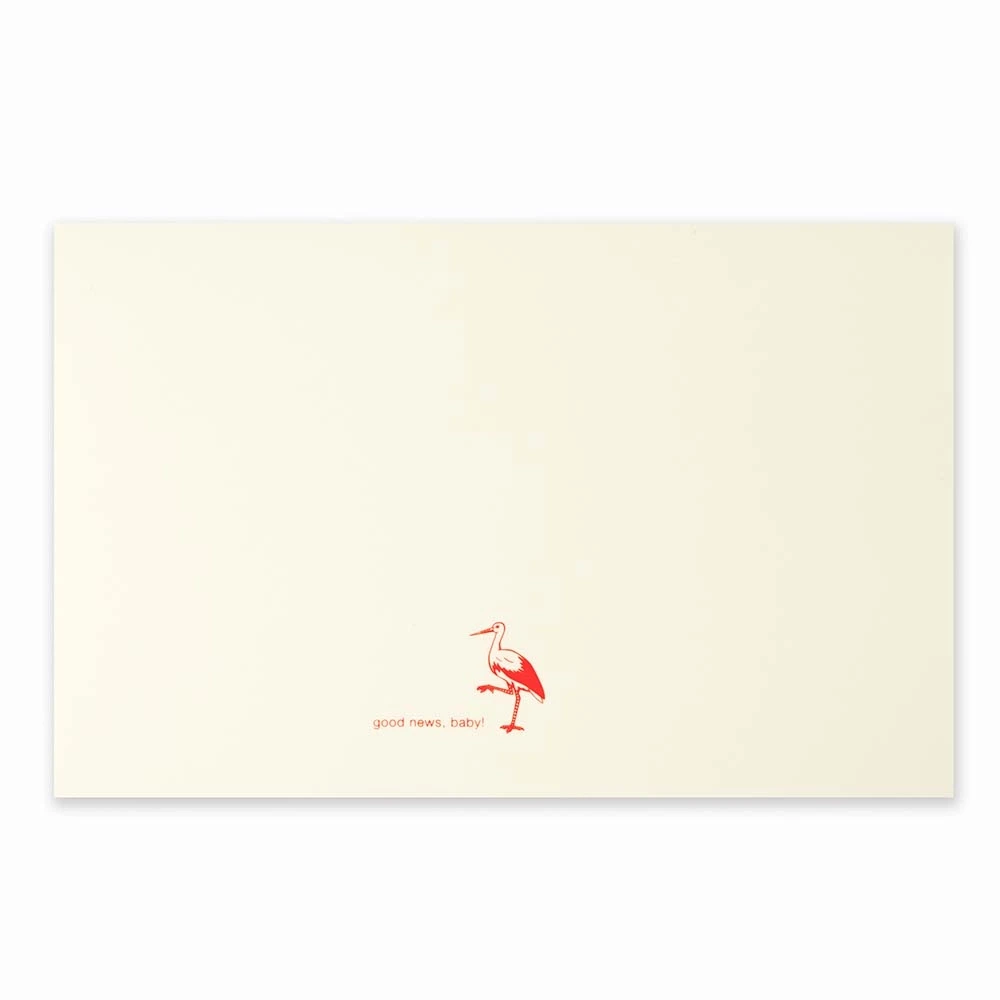 Grußkarte Storch Good News Neonpink