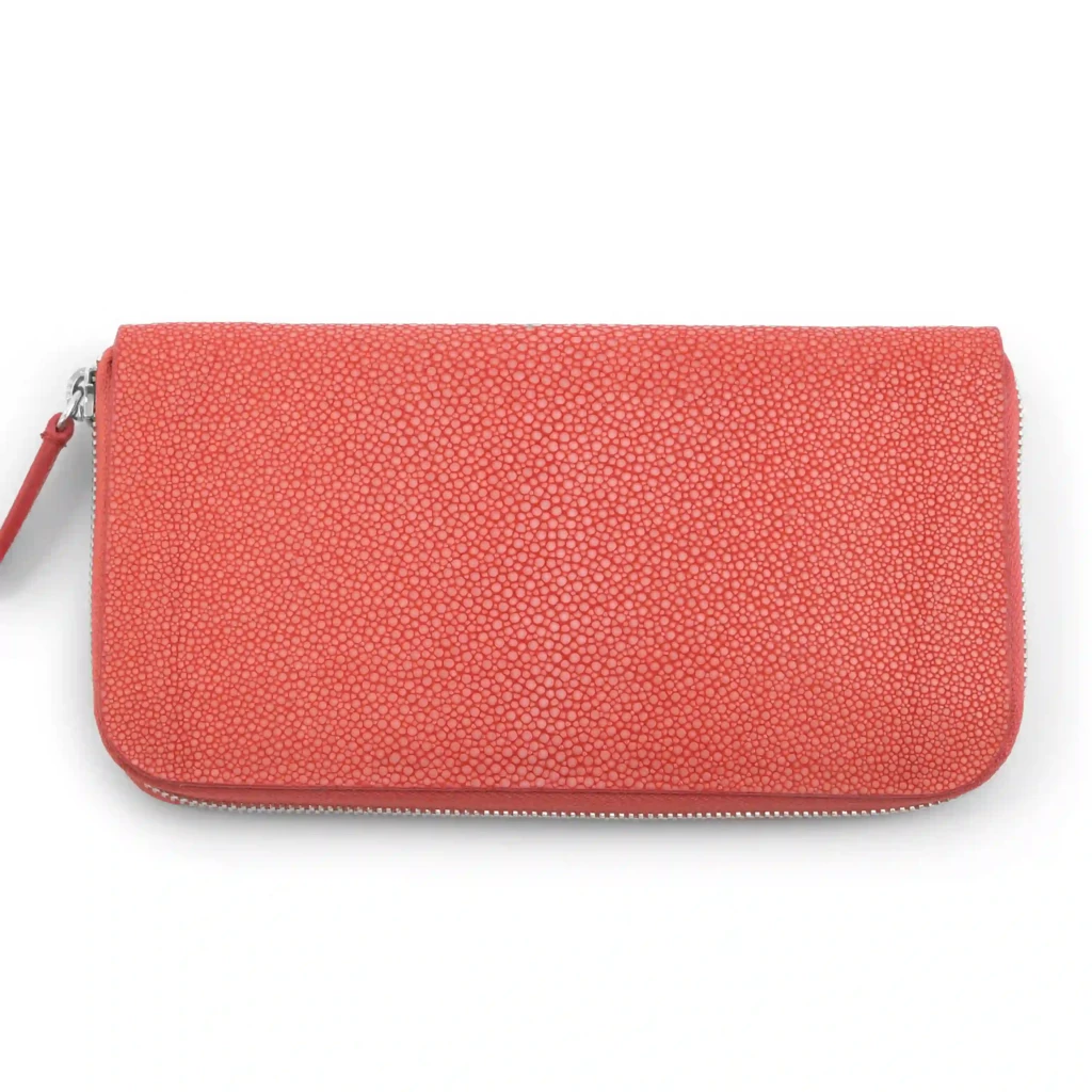 Portemonnaie Groß mit Zip Leder Coral