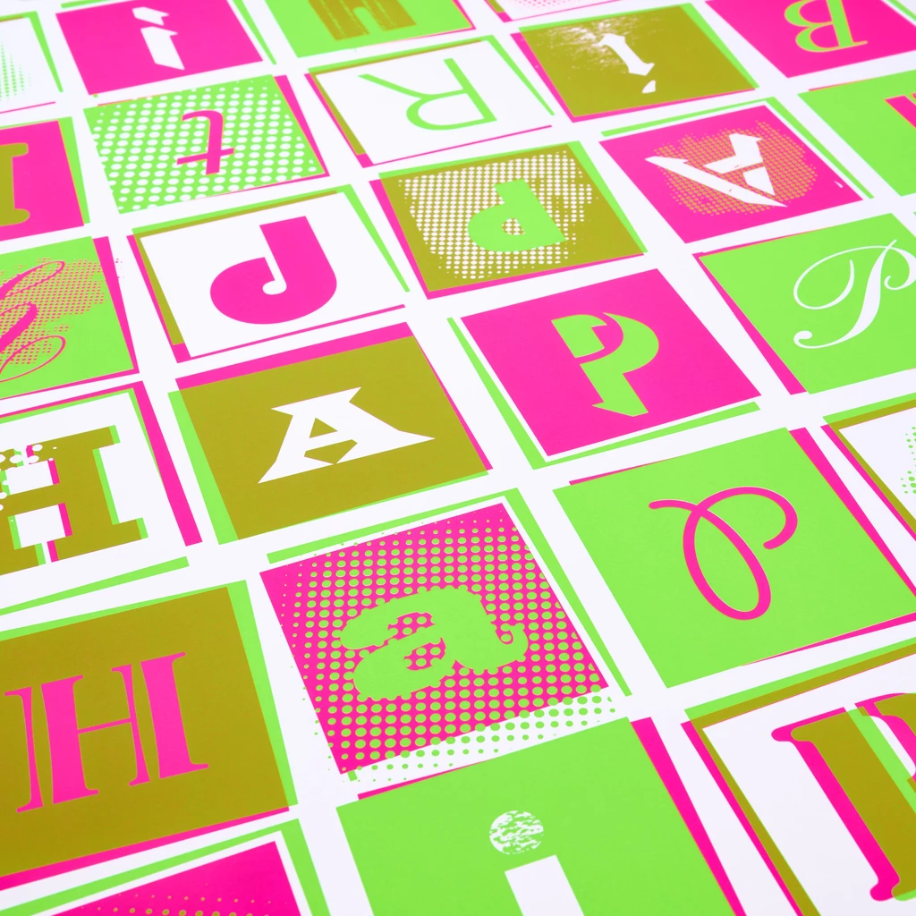Geschenkpapier „Happy Birthday" Pop Art  3er-Set Neon