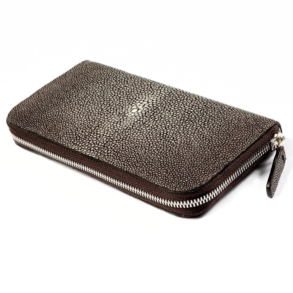 Portemonnaie Groß mit Zip Leder Braun