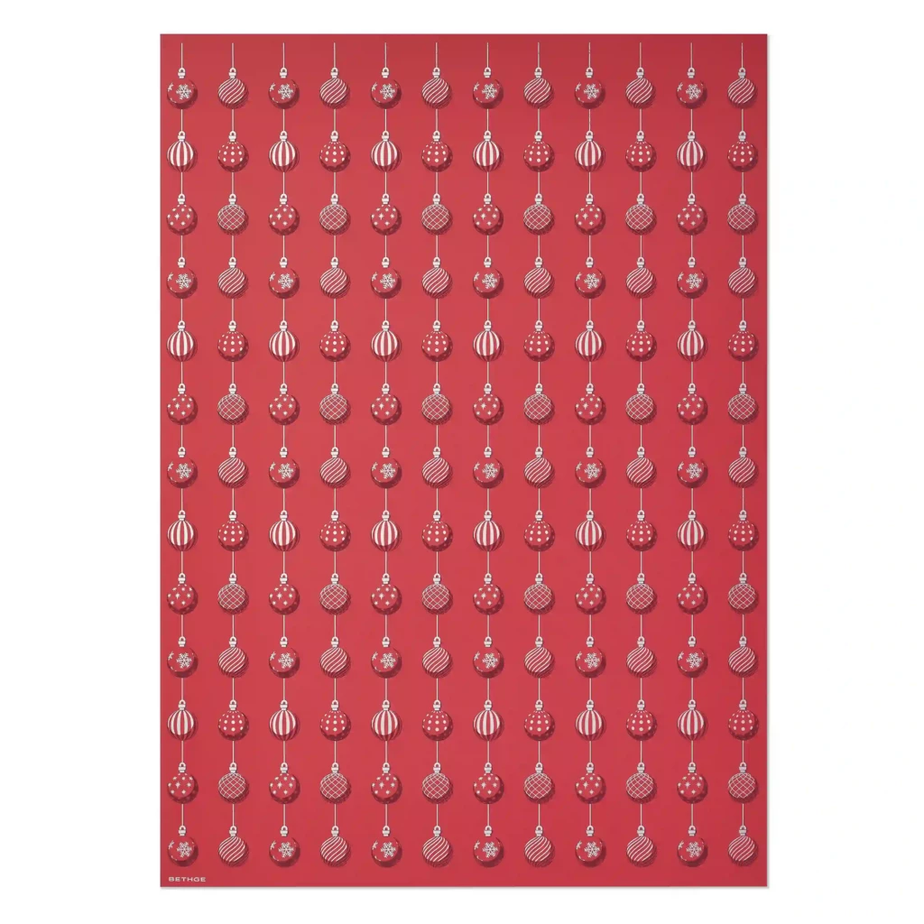 Geschenkpapier Weihnachtskugeln 3er-Set Silber/Rot