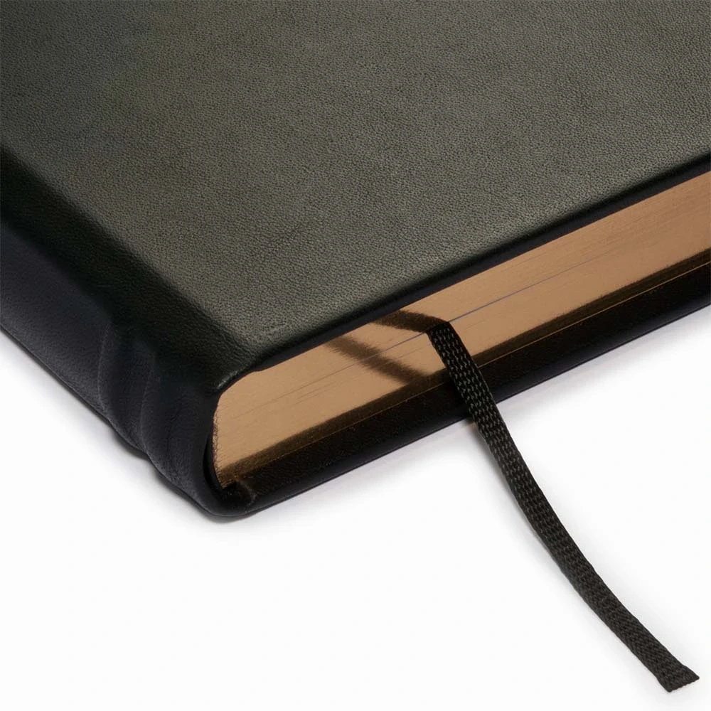 Gästebuch A4 mit Goldschnitt Leder Schwarz