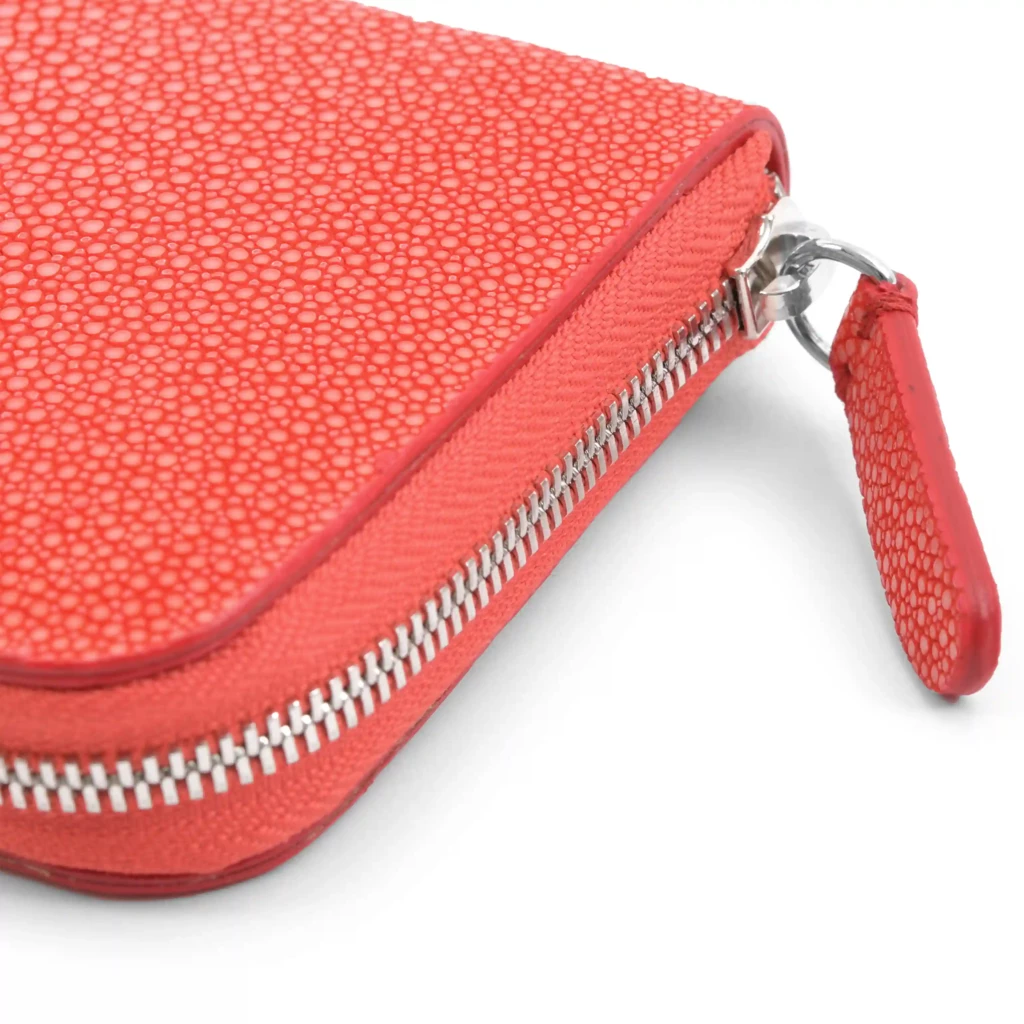 Portemonnaie Groß mit Zip Leder Coral