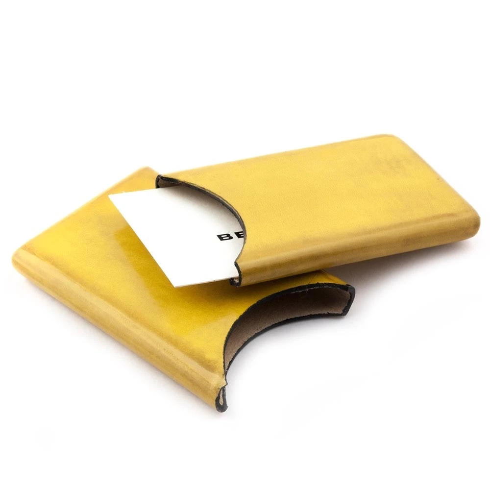 Visitenkartenbox Leder Gelb