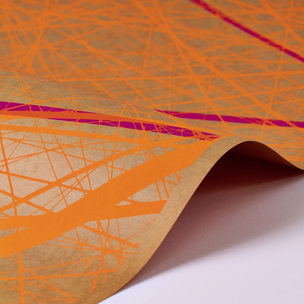 Geschenkpapier Network 3er-Set Magenta/Orange/Braun