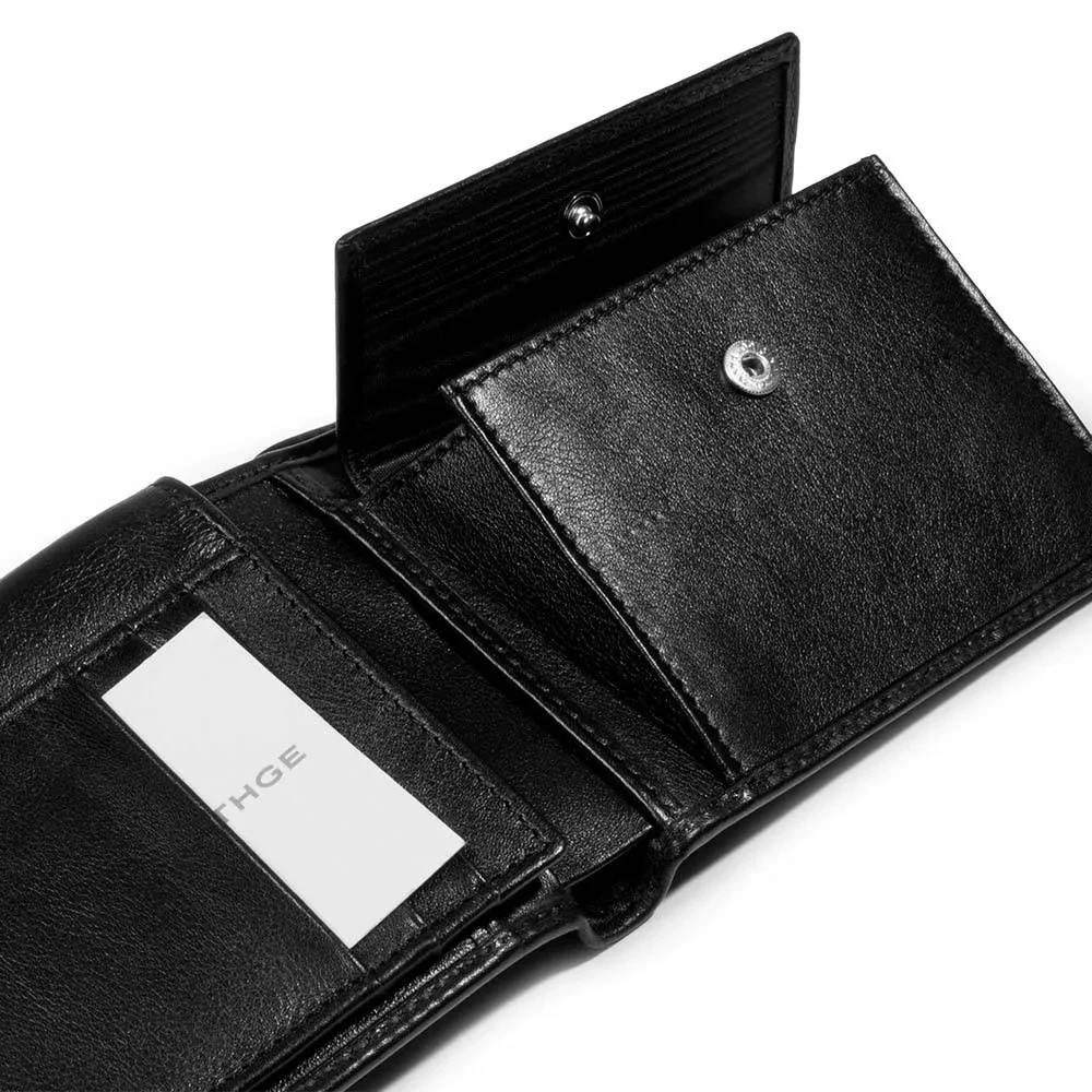 Portemonnaie Breit Nappa mit Münzfach Leder Schwarz