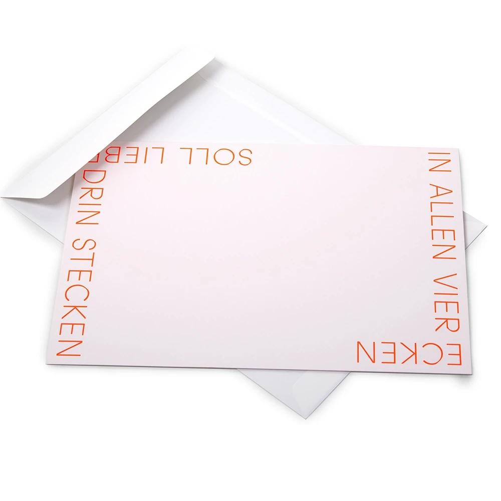 Grußkarte In allen vier Ecken Klappkarte Orange A4