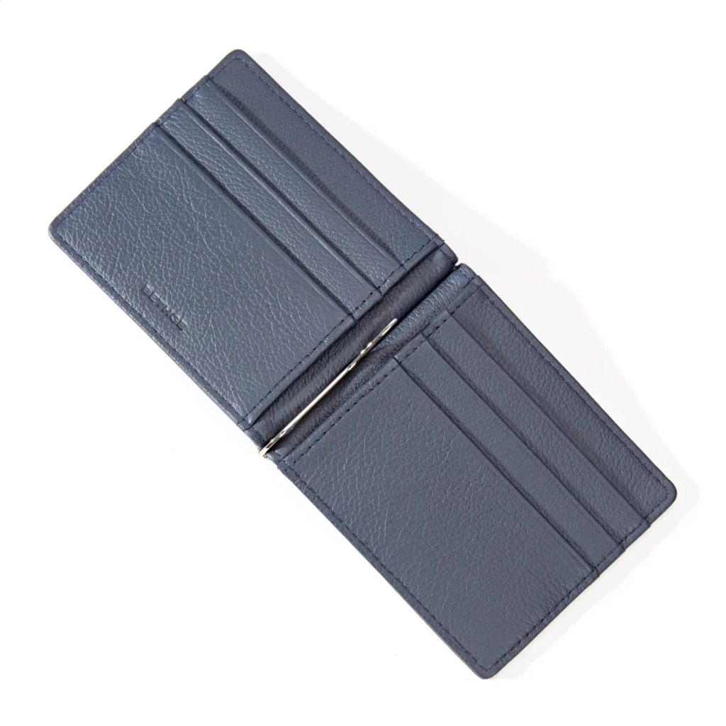 Kartenetui mit Geldclip 6 Karten Leder Blau