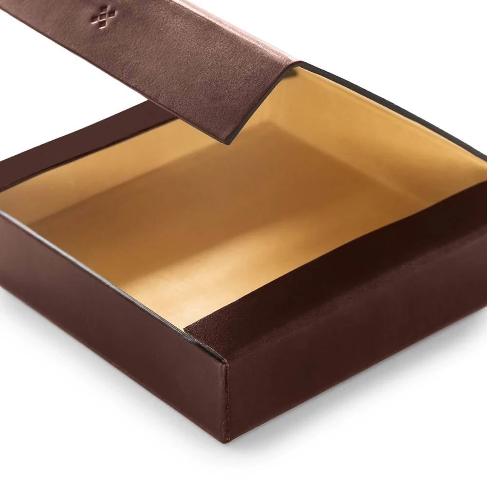 LEGENDÄR Etui quadratisch "ETWEE Square" Leder Dunkelbraun
