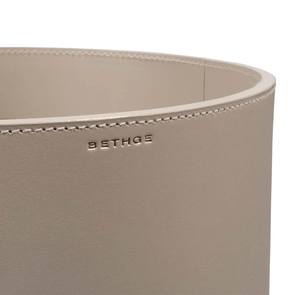 Papierkorb Rund Leder Taupe