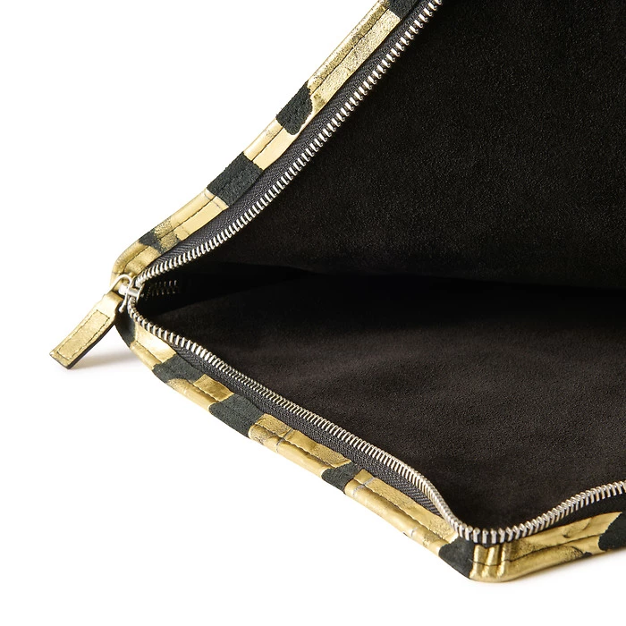 Laptoptasche Leder Schwarzgold