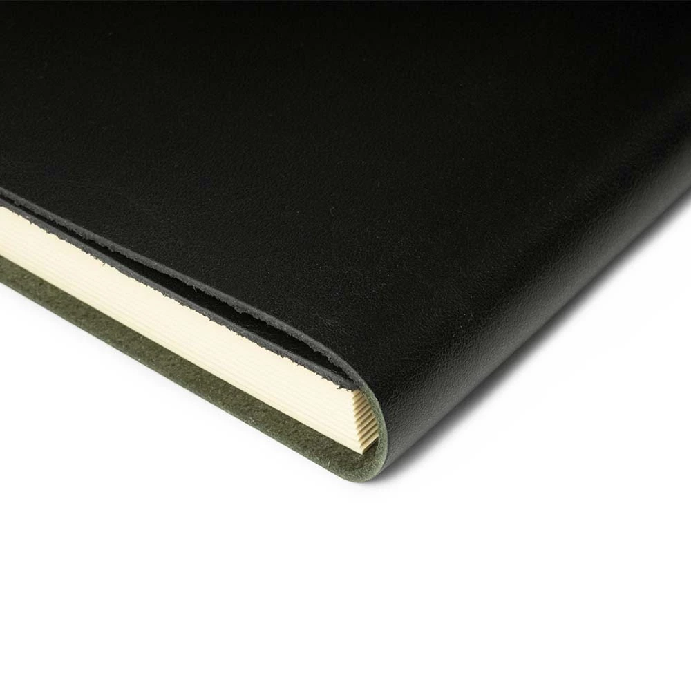 Notizbuch A4 mit Band Leder Schwarz