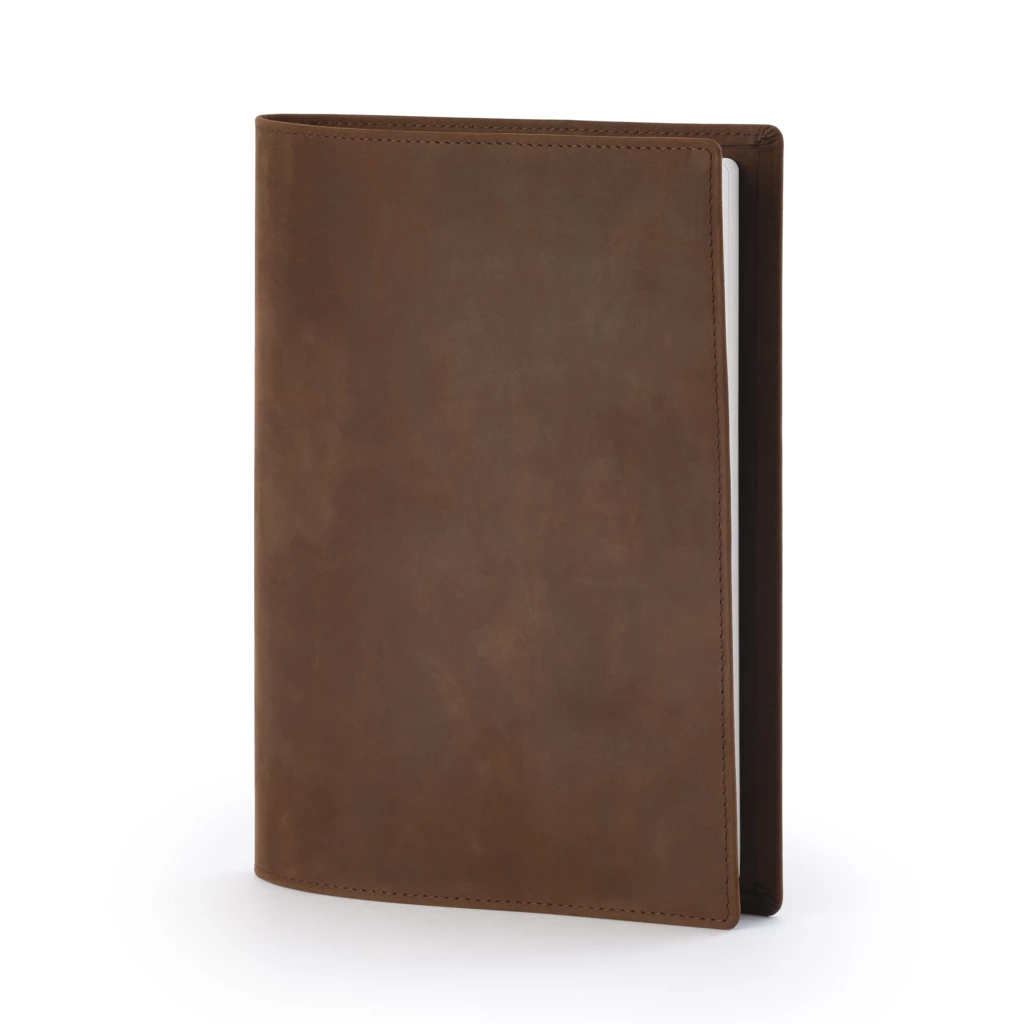Buchhülle A5 Leder Tabak