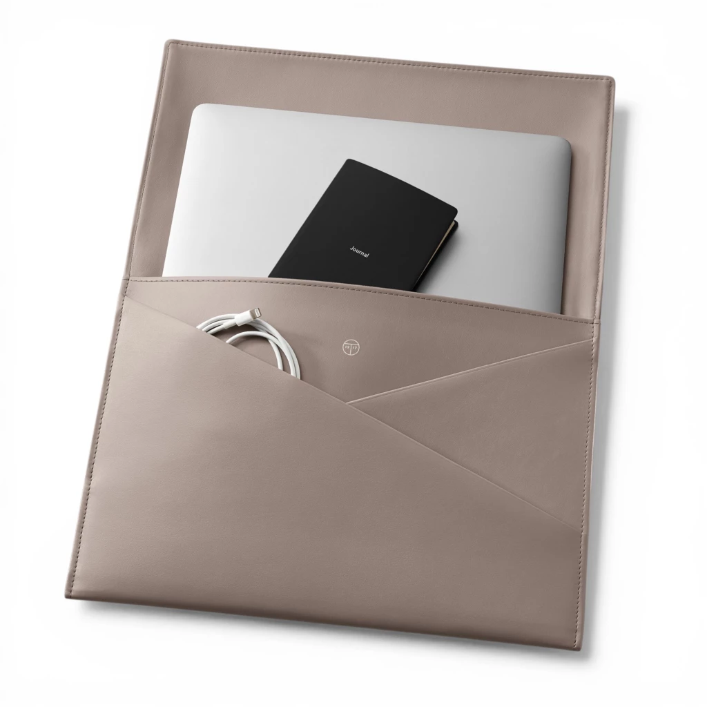 Treuleben Laptoptasche Leder Taupe